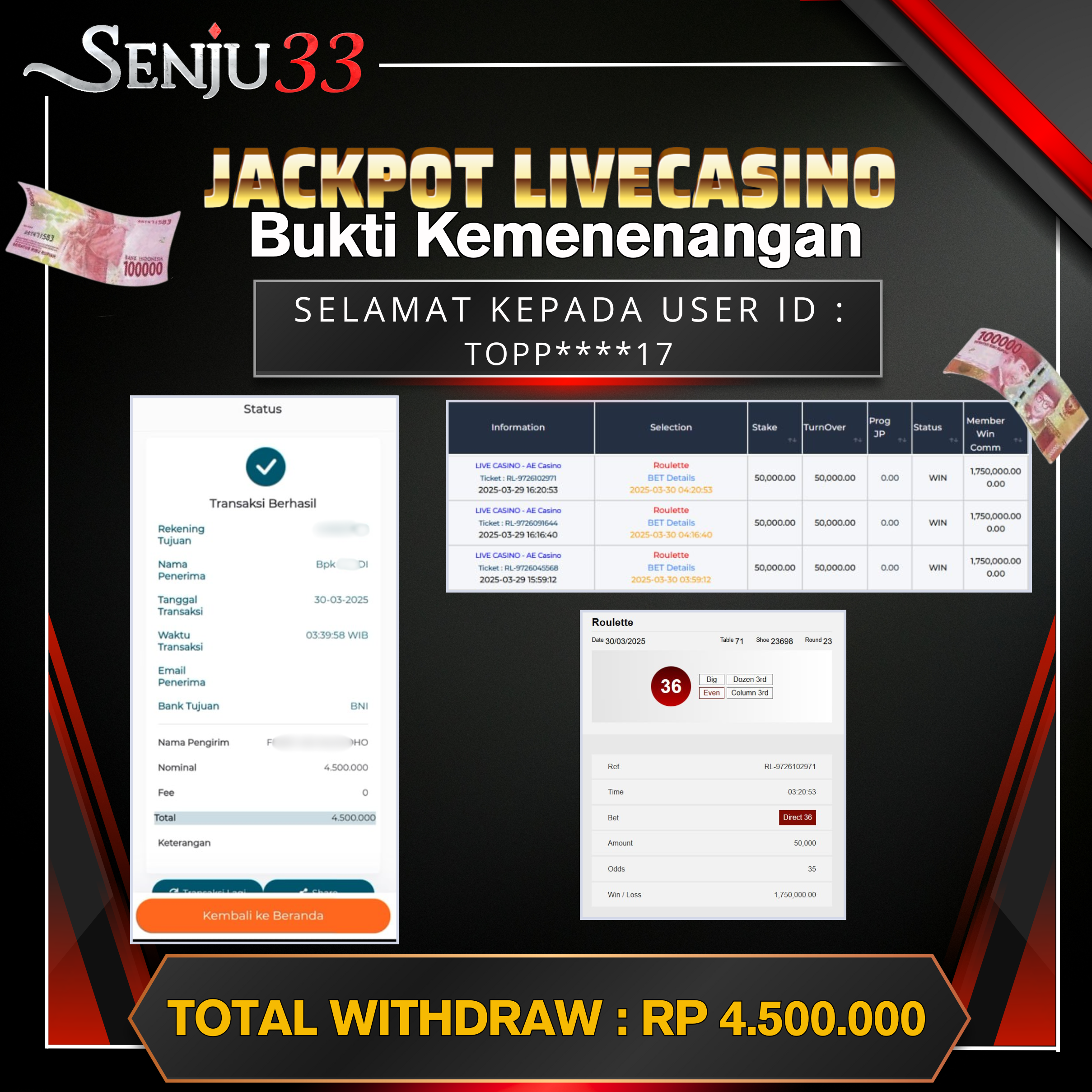 🎰 SENJU33 JACKPOT SLOT Rp. 4.500.000 LUNAS 🎉